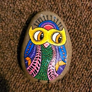 Hand painted Owl Stone